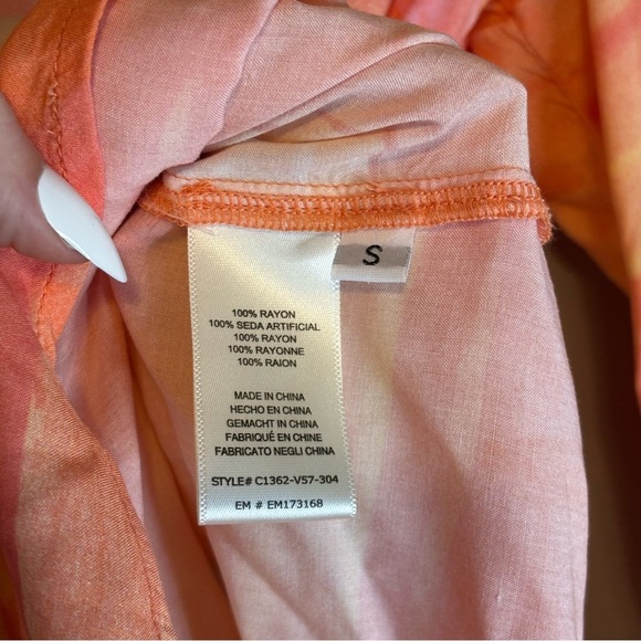 Cloth & Stone Anthropologie Small Orange Stripe Printed Button Down Shirt - Picture 6 of 6